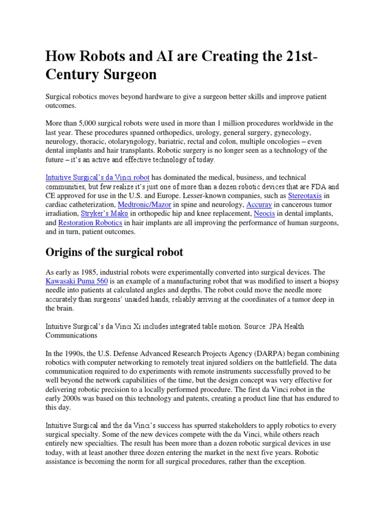 AI and Robotics Transform Surgery | PDF | Surgery | Robot