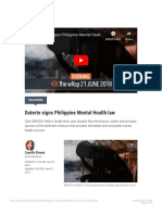 Duterte Signs Philippine Mental Health Law