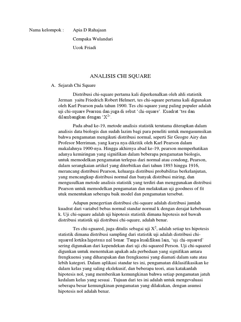 Sejarah Dan Analisis Uji Chi Square Pdf