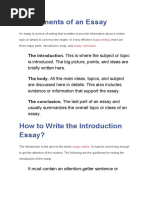 Essay Structure: Intro, Body, Conclusion | PDF | Essays | Thesis