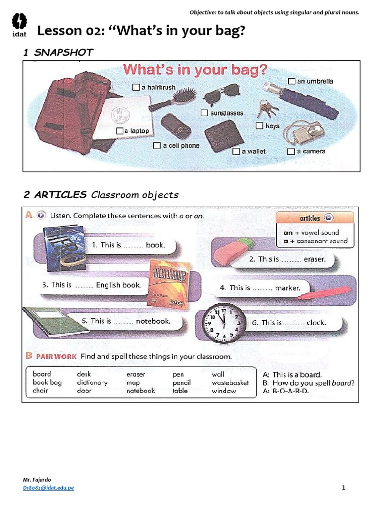 Lesson 02 SingularPlural Nouns English For Communication PDF