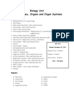 Biology Unit Cells, Tissues, Organs and Organ Systems: Diagrams
