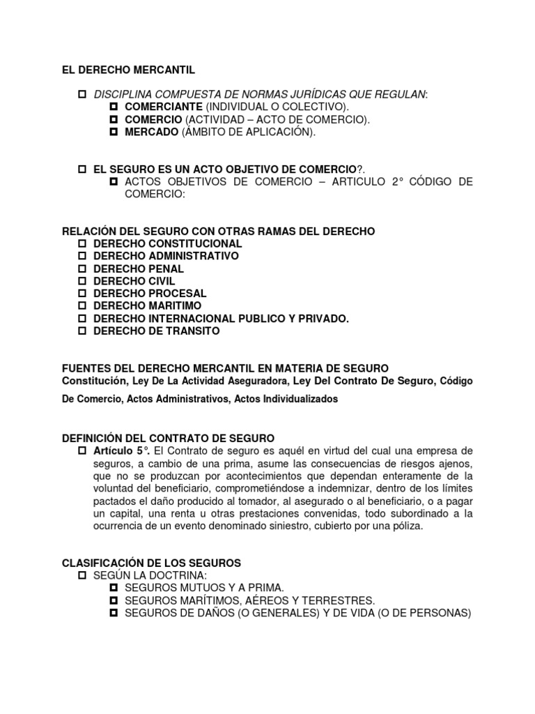 Derecho Mercantil II | PDF | Póliza de seguros | Seguro