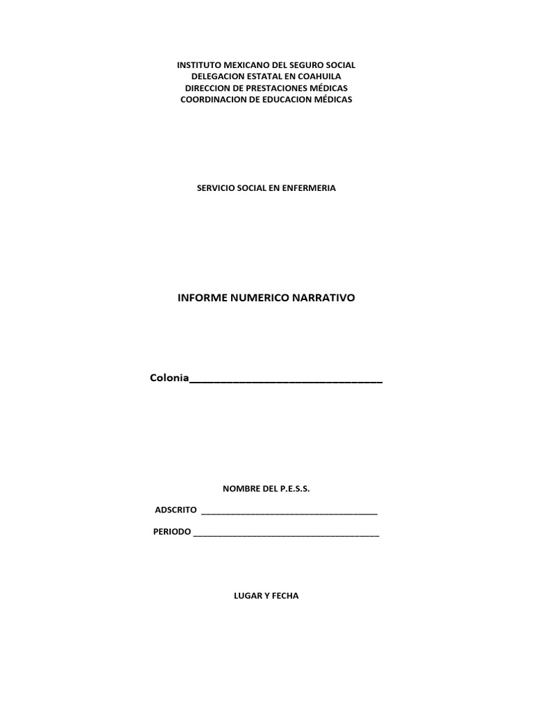Informe Numérico Narrativo de Enfermería | PDF | Salud y bienestar ...