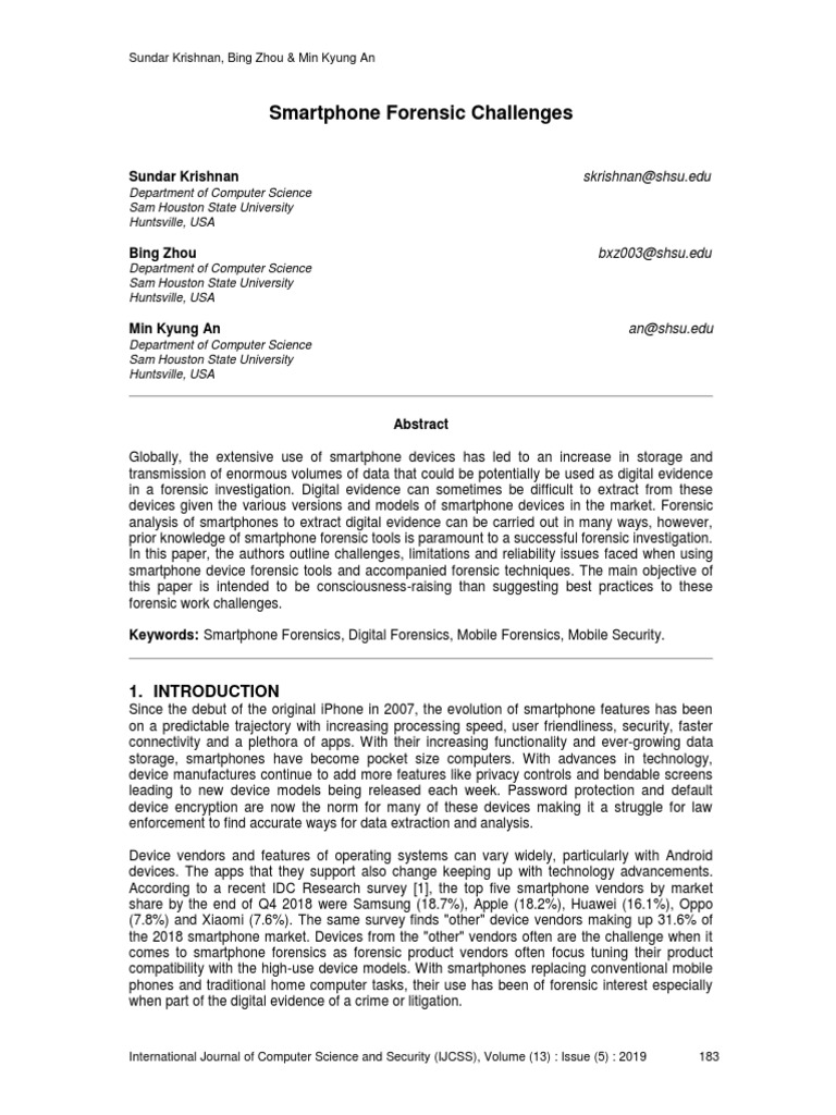 Smartphone Forensic Challenges | PDF | Ios | Computer Forensics