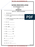 CBSE Class 5 Mathematics Worksheet - Decimal and Average
