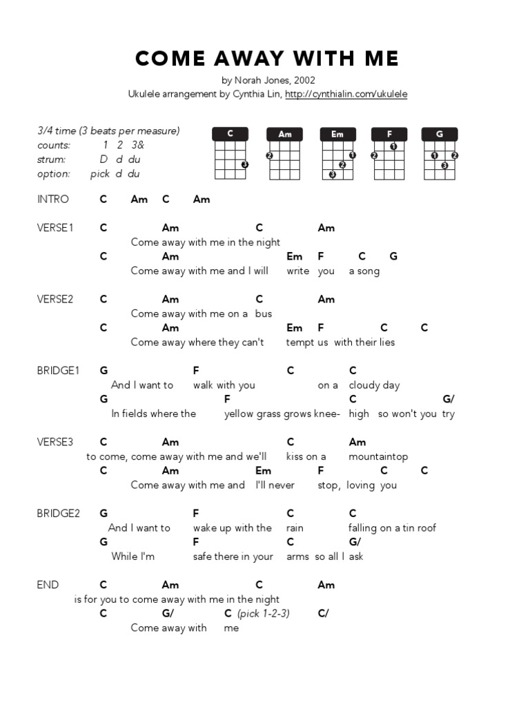 COME AWAY WITH ME - Ukulele Chart | PDF | Song Recordings | Musical Compositions