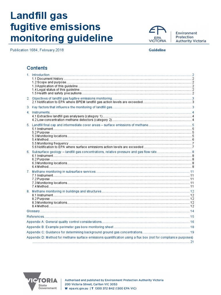 Landfill Gas Fugitive Emissions Monitoring Guideline | PDF | Greenhouse ...