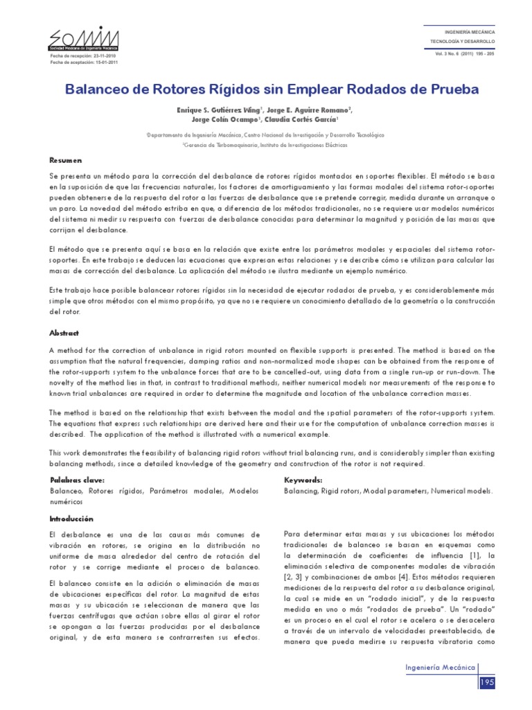 Articulo Diagrama Rotor Rígido en Soportes Flexibles PDF | PDF | Matriz ...