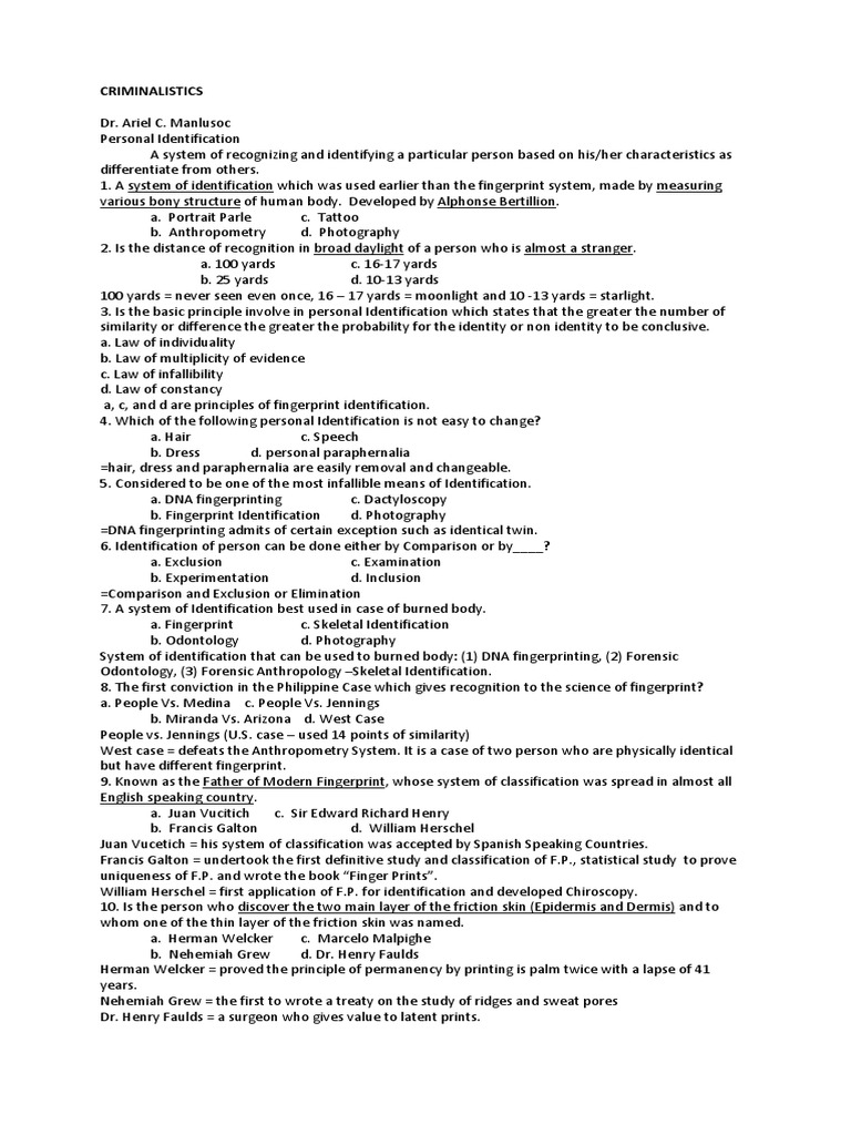 CRIMINALISTICS Edited | PDF | Lens (Optics) | Fingerprint