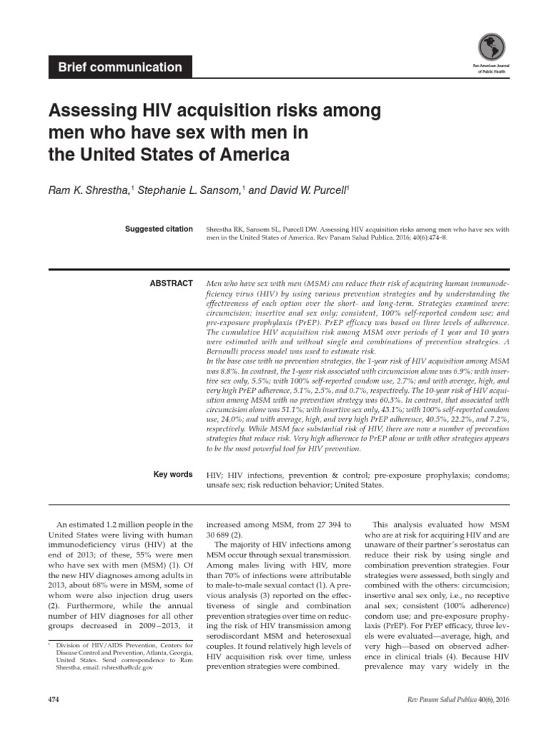 Assessing HIV Acquisition Risk Among Men Who Have Sex With Men in The ...