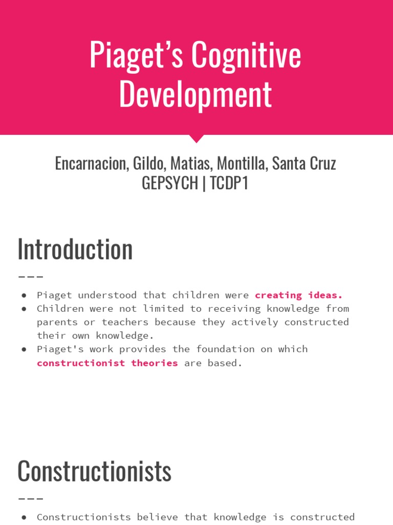 Piaget's Stages of Cognitive Development | PDF | Mental Processes ...