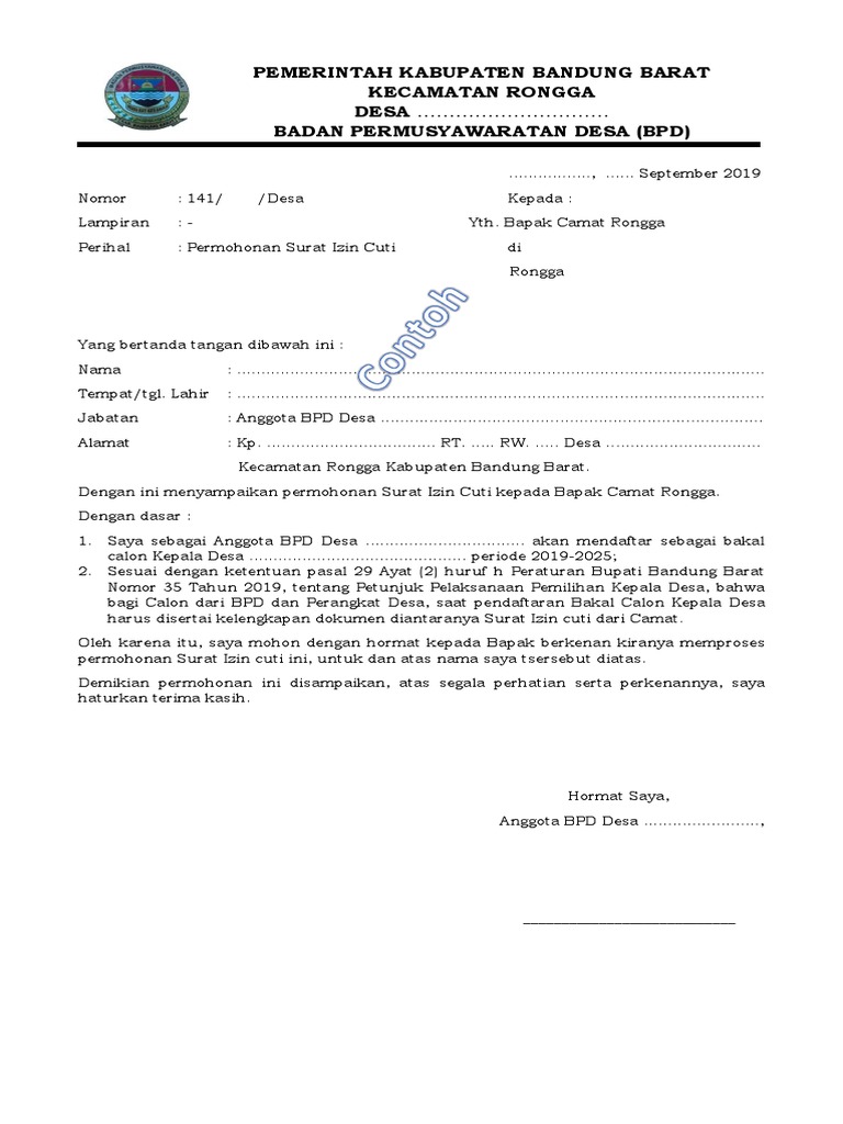 Ijin Cuti Bpd