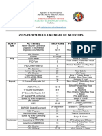 School Calendar of Activities - 2019-2020