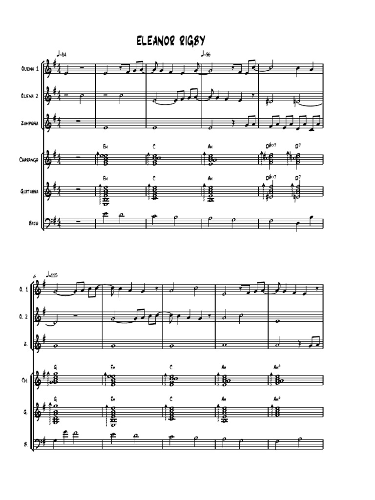 Eleanor Rigby: em C Am D#º7 D7 | PDF
