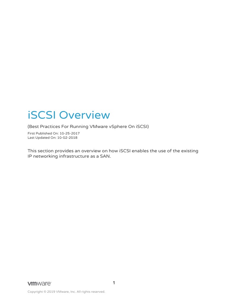 Iscsi Overview (Best Practices For Running Vmware Vsphere On Iscsi