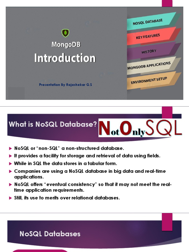 Presentation by Rajashekar G.S | PDF | Mongo Db | No Sql