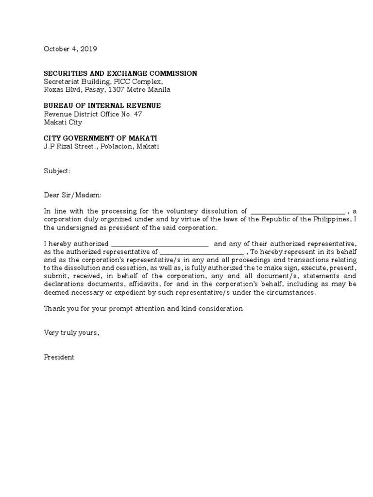 Authorization for Corporate Dissolution | PDF
