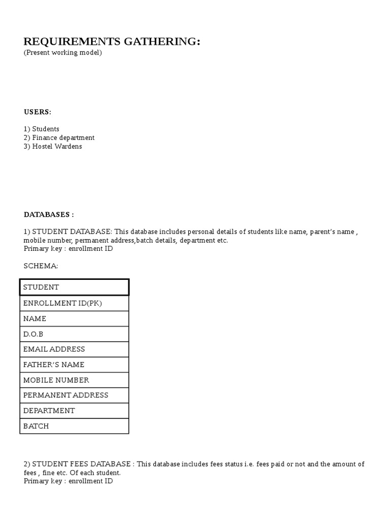 Requirements Gathering:: Users | PDF | Fee | Databases