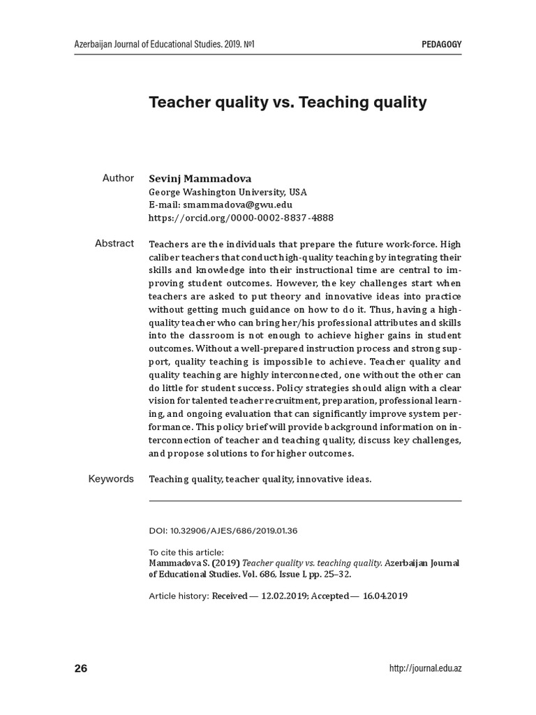 Teacher vs. Teaching Quality Insights | PDF