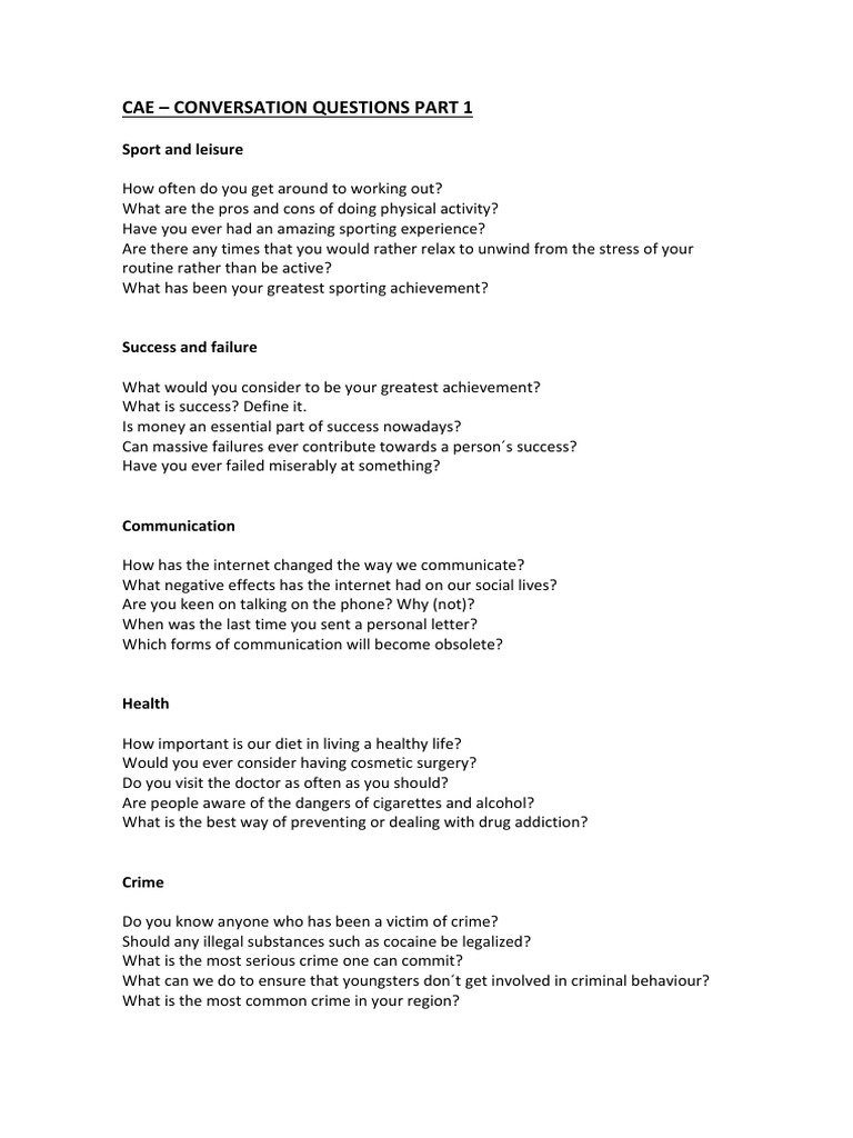CAE Speaking Questions on Crime | PDF | Crime & Violence | Crime Thriller