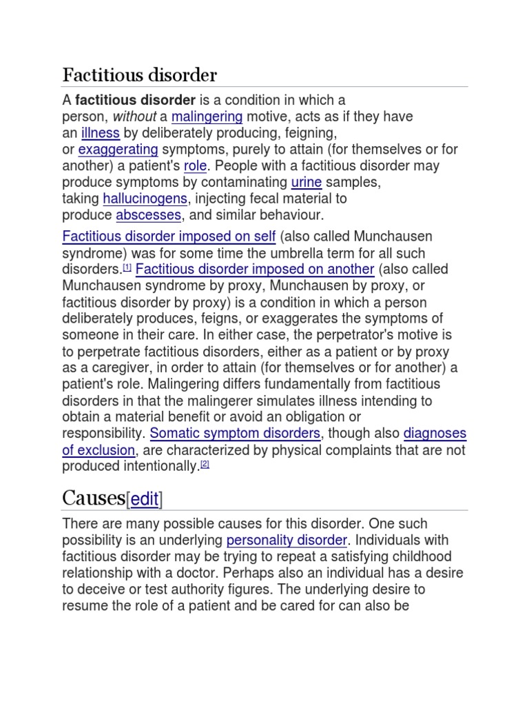 Factitious Disorder | PDF | Medical Ethics | Mental Health