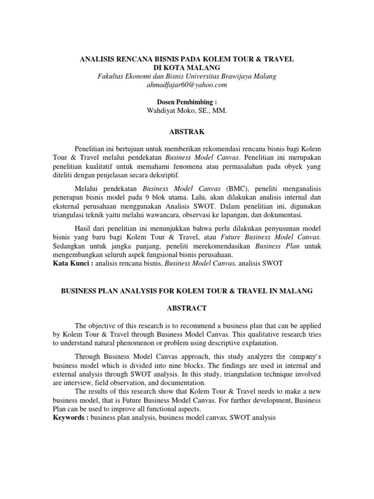 Contoh Makalah Bisnis Plan Dan Bmc