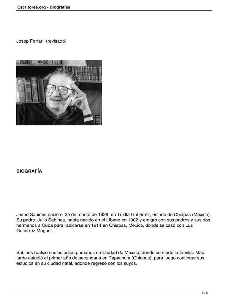 Sabines Jaime PDF | PDF | Poetas masculinos | México