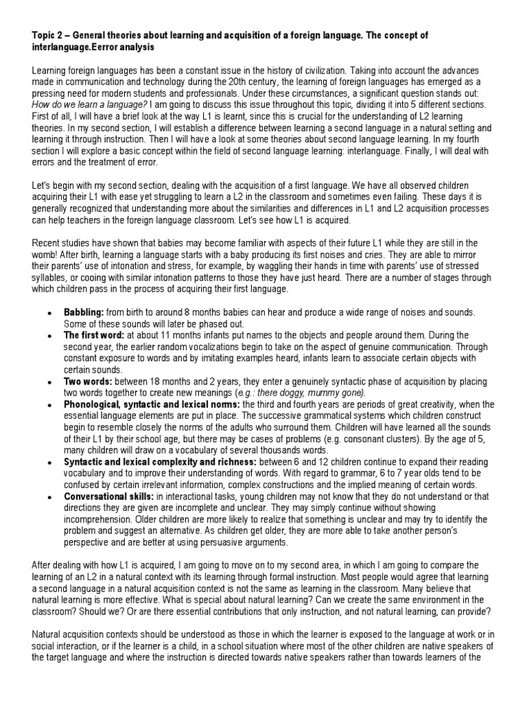 2 General Theories About Learning and Acquisition of A Foreign