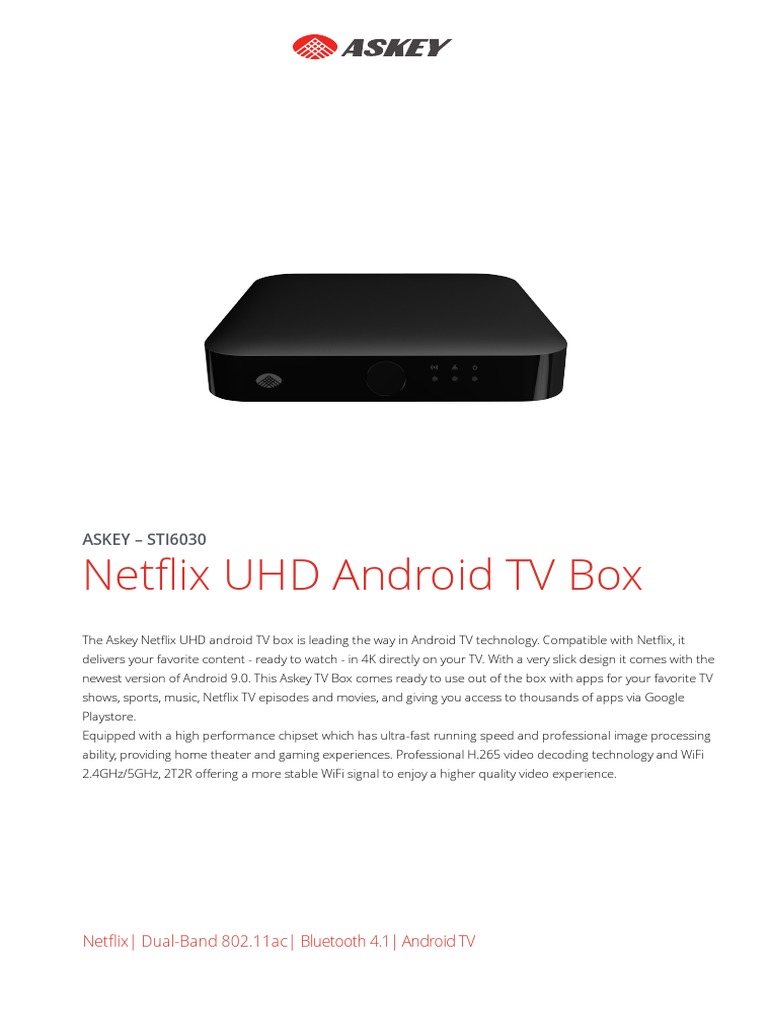 Askey Netflix UHD Set Top Box Wi Fi Television