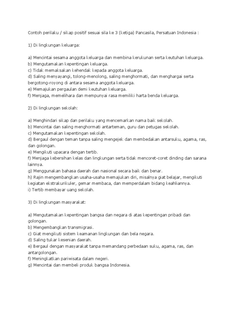 Contoh Perilaku Sila Ke 3 Pdf