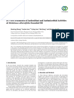 Research Article in Vitro Evaluation of Antioxidant and Antimicrobial Activities Melaleuca Alternifolia Essential Oil