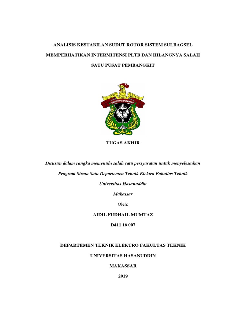 Kestabilan Sudut Rotor PLTB Sulbagsel | PDF