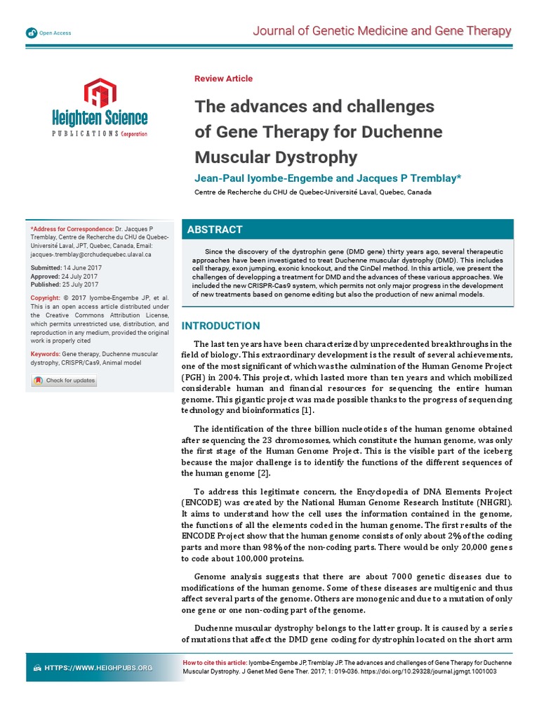 The Advances and Challenges of Gene Therapy For Duchenne Muscular ...
