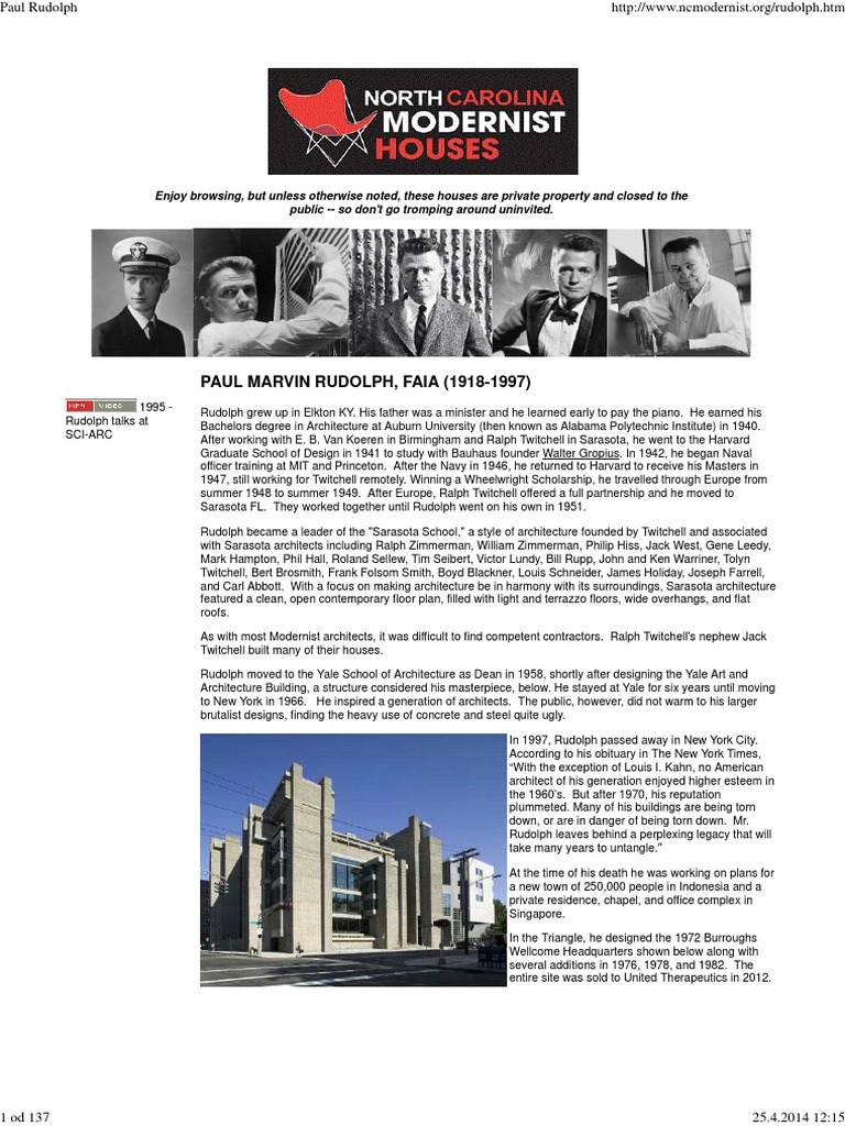 Paul Rudolph: Architectural Legacy | PDF