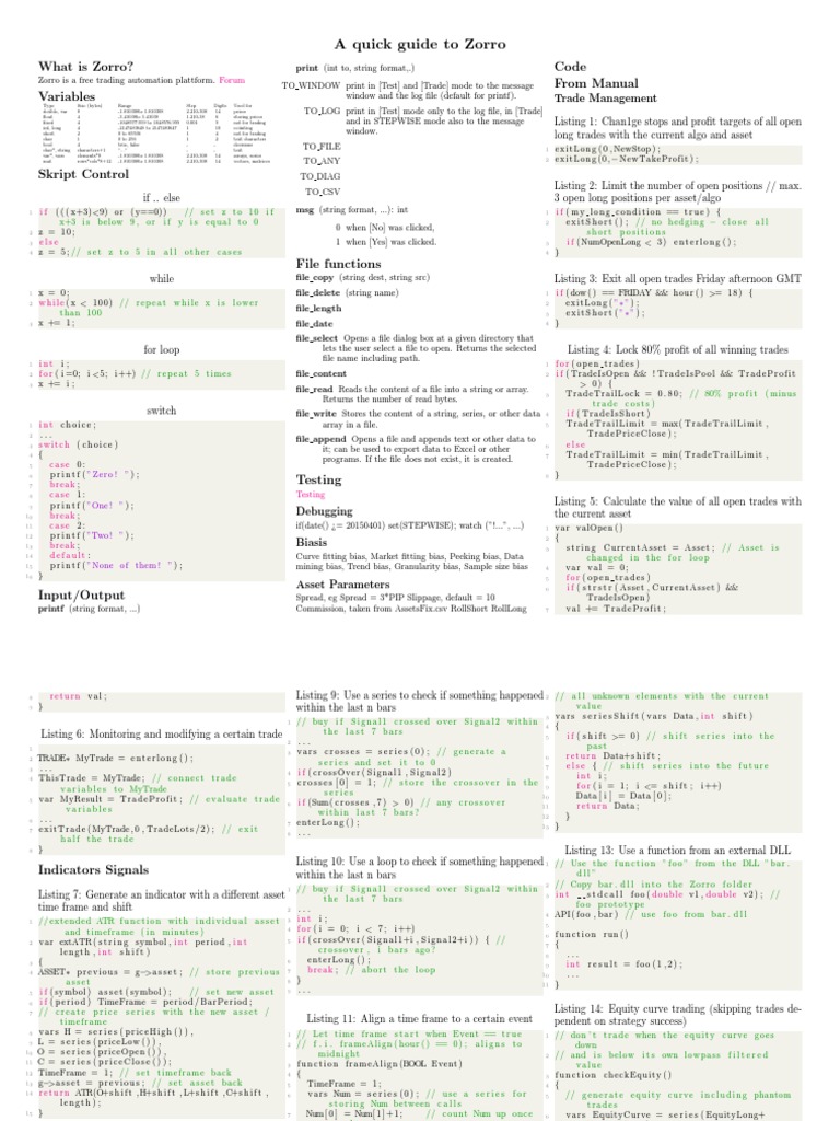 Zorro Cheat Sheet | PDF | String (Computer Science) | Computer File