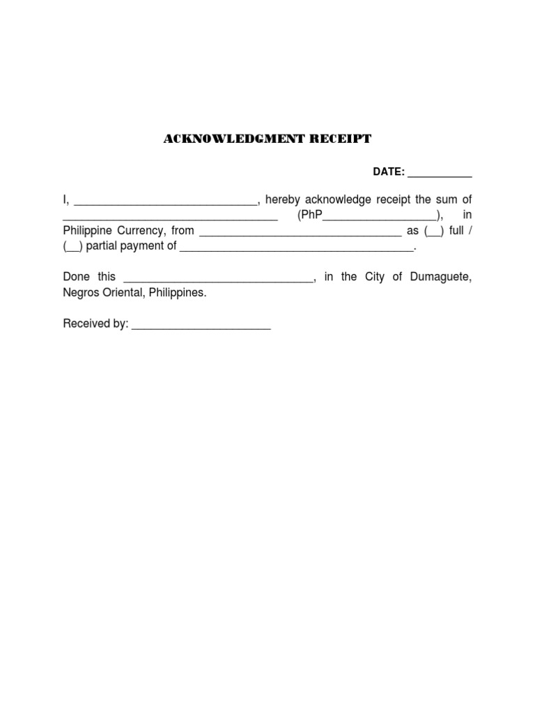 Acknowledgment Receipt Template Philippines | PDF