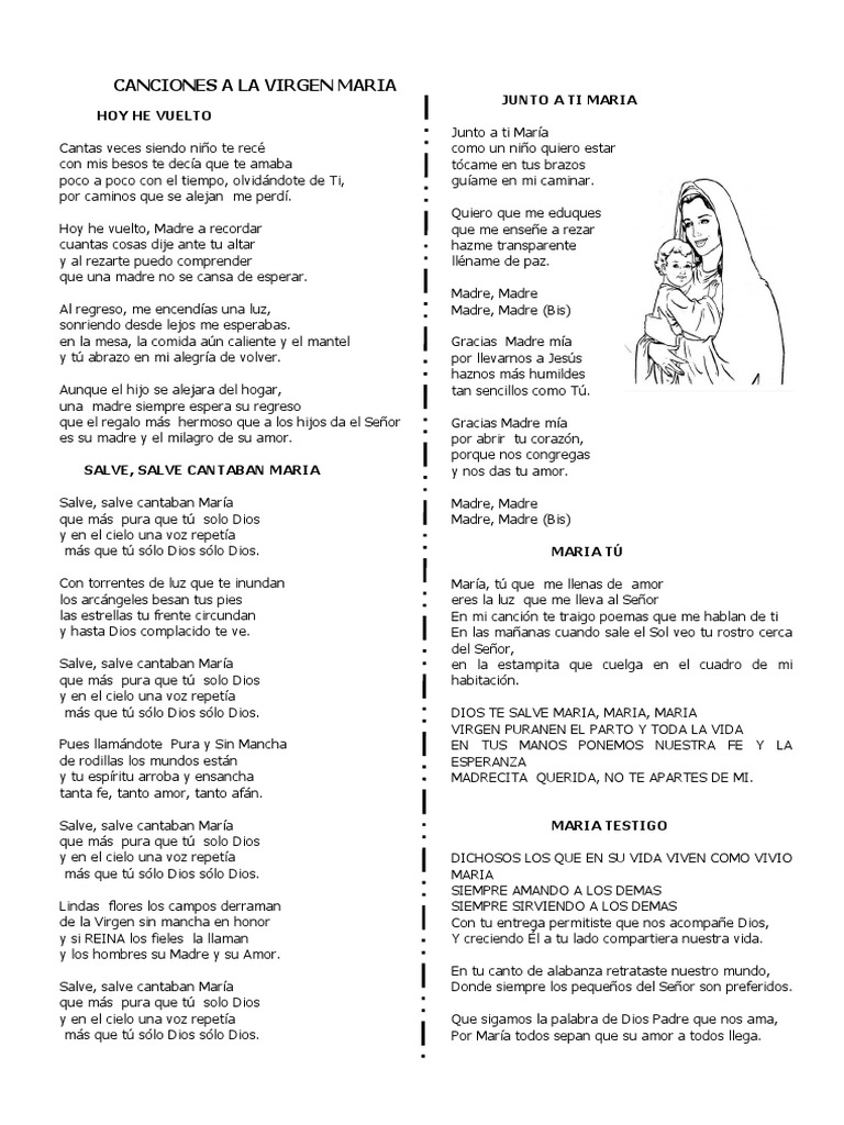 Mejores Cantos a la Virgen María | PDF | María, madre de Jesús | Amor
