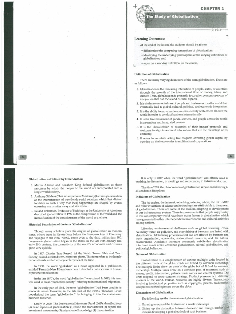 Chapter 1 - The Study of Globalization | PDF