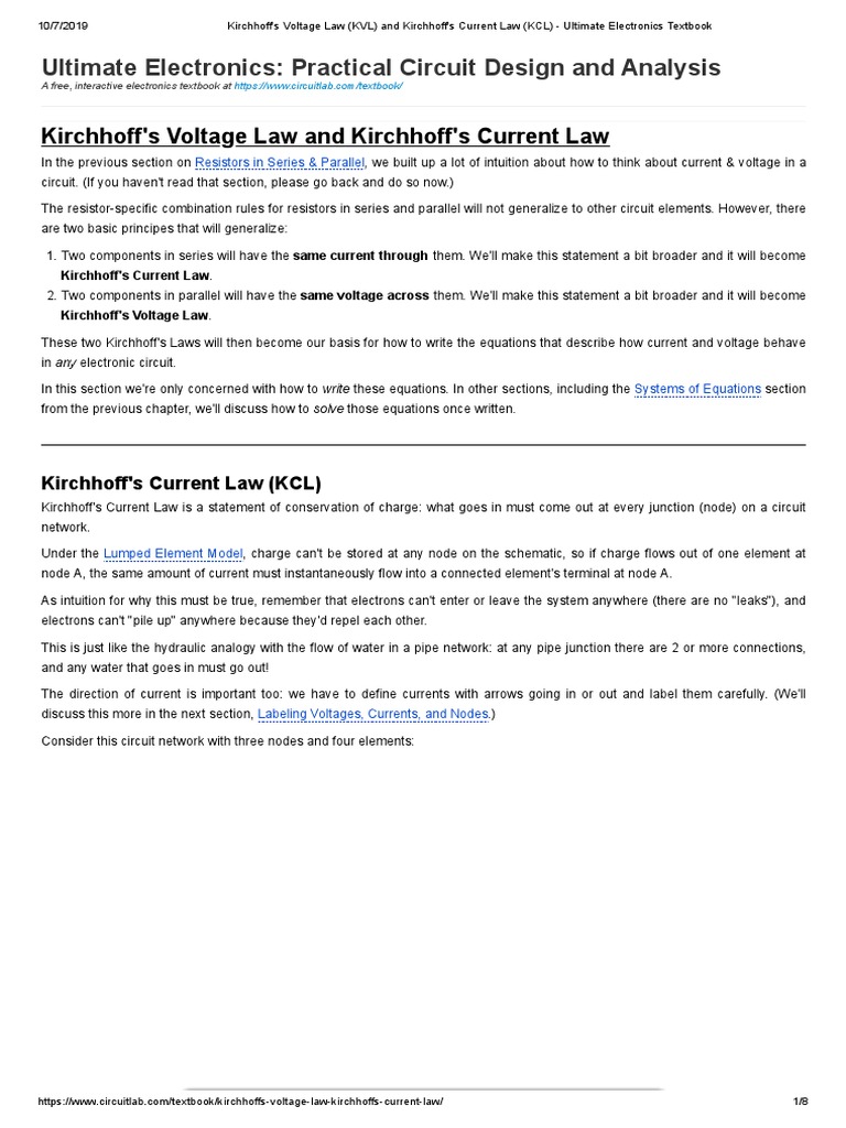 Ultimate Electronics Practical Circuit Design and Analysis Kirchhoff