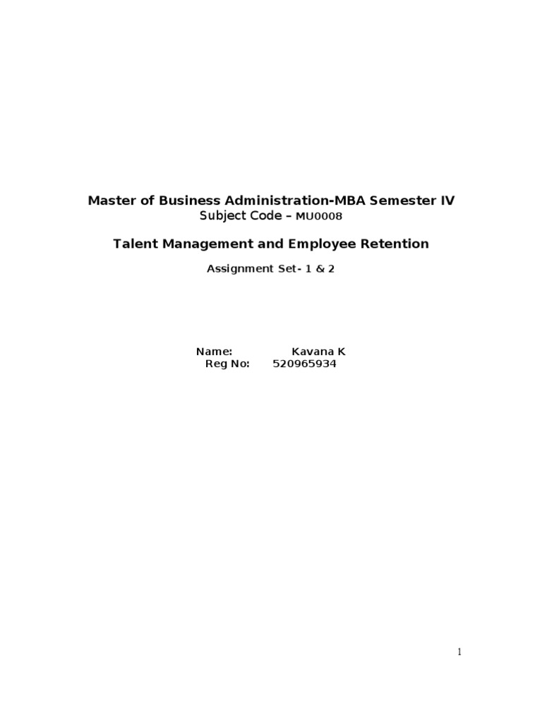 Talent Management Amp Employee Retention MU0008 PDF Employee Retention Talent Management