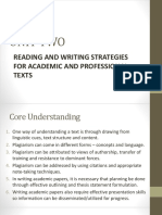 Unit Two: Reading and Writing Strategies For Academic and Professional Texts