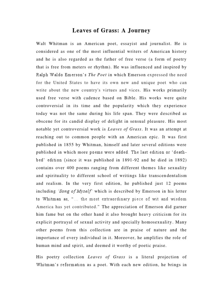 Leaves of Grass PDF Leaves Of Grass Poetry