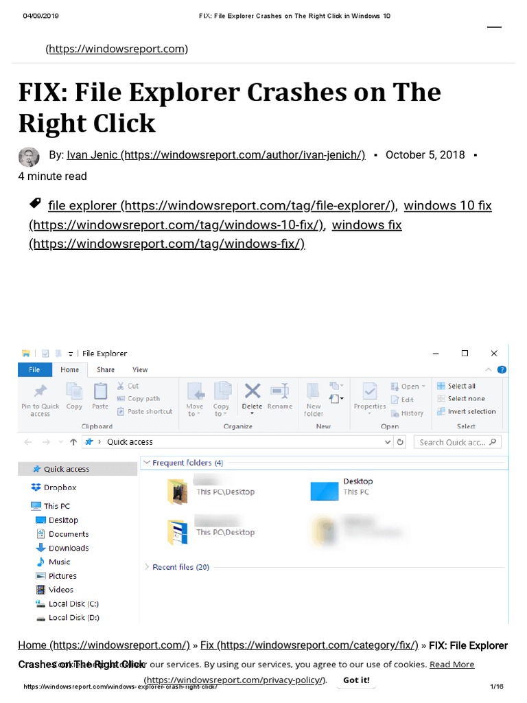 FIX_ File Explorer Crashes on the Right Click in Windows 10 Booting