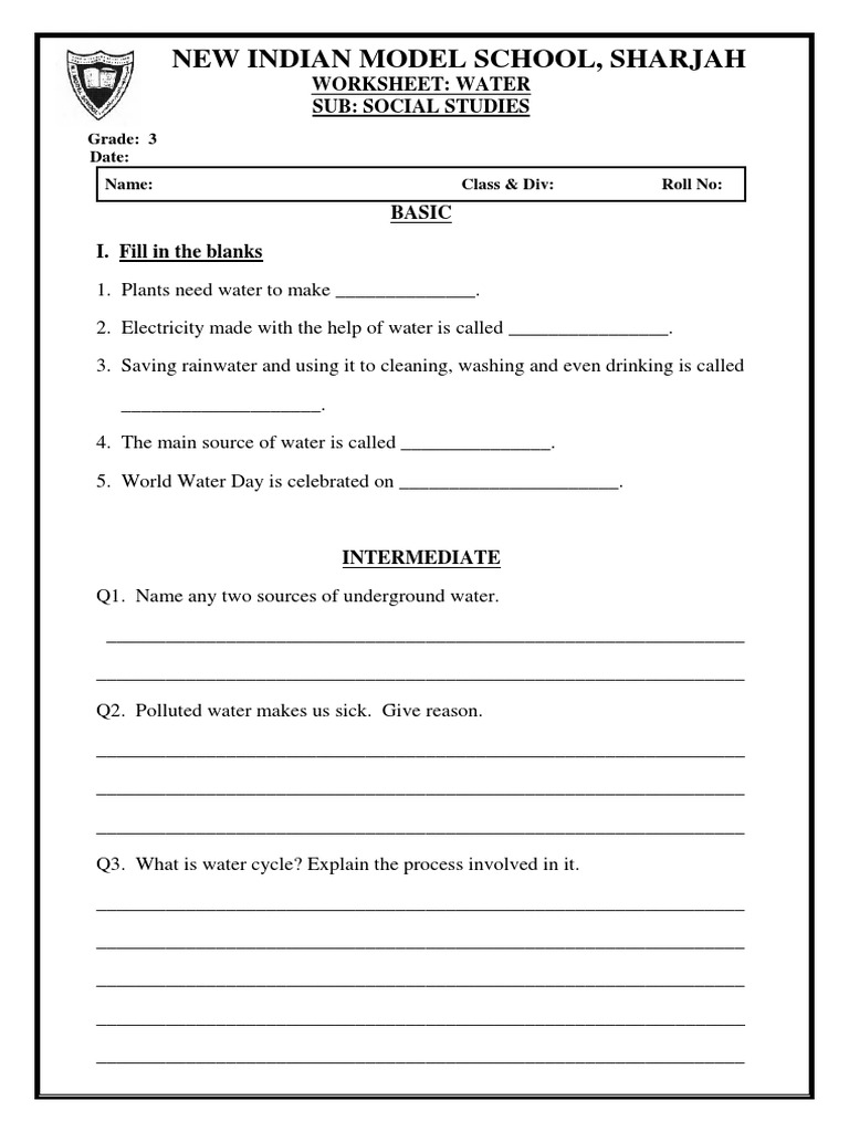 Worksheet - Water | PDF | Transparent Materials | Water