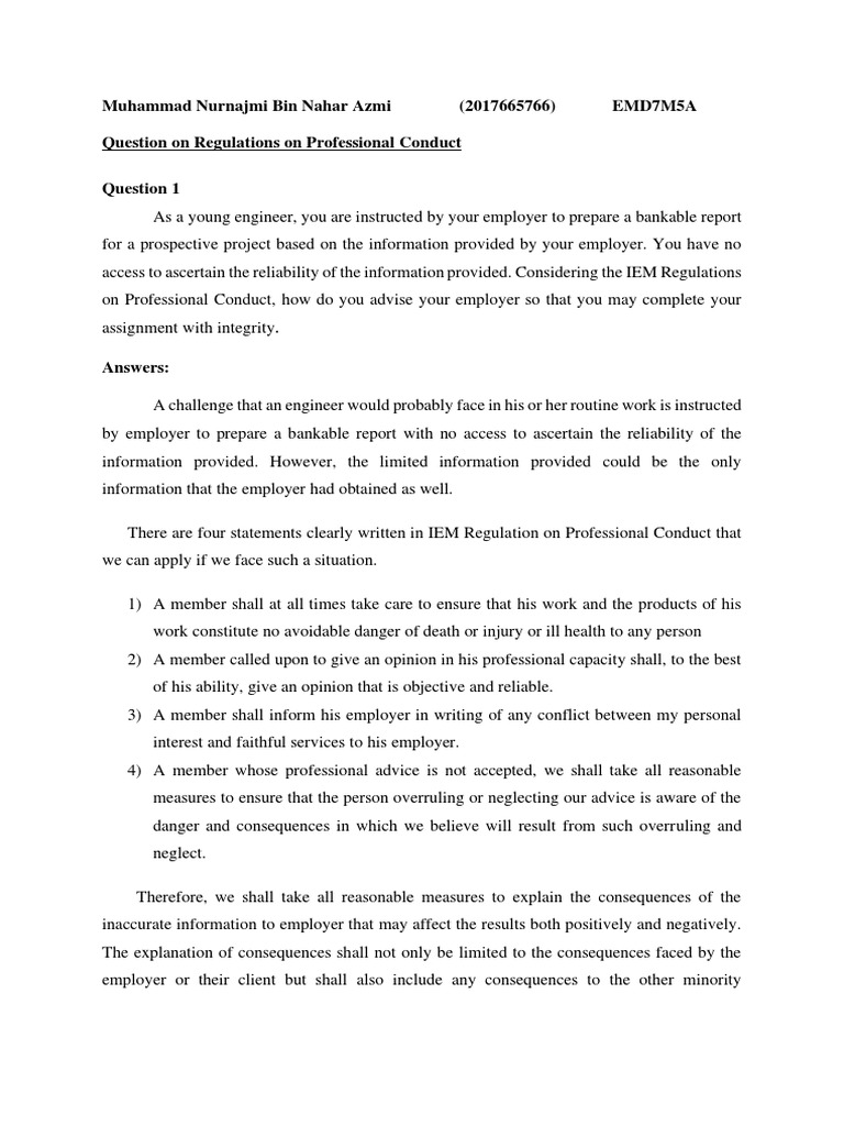 Professional Conduct in Engineering Ethics | PDF | Engineering | Employment