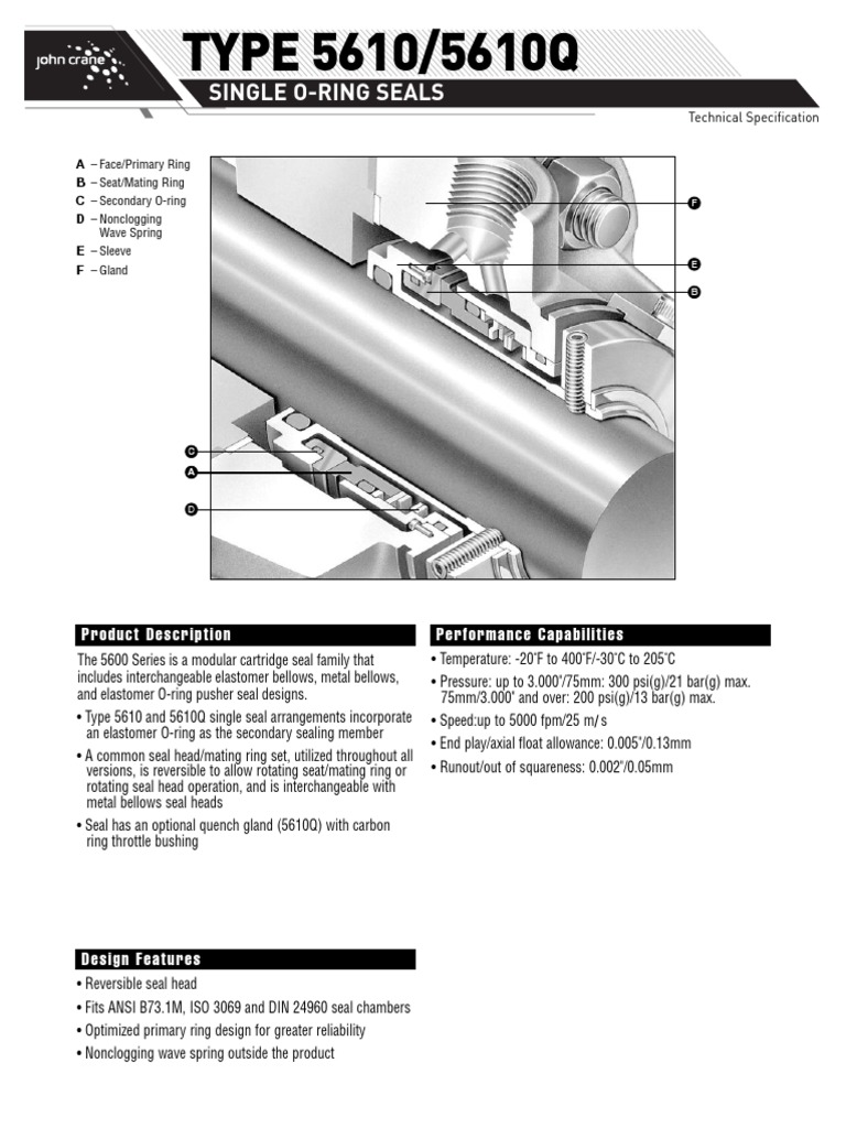 John Crane Type 5610/5610Q PDF Carbon Pressure