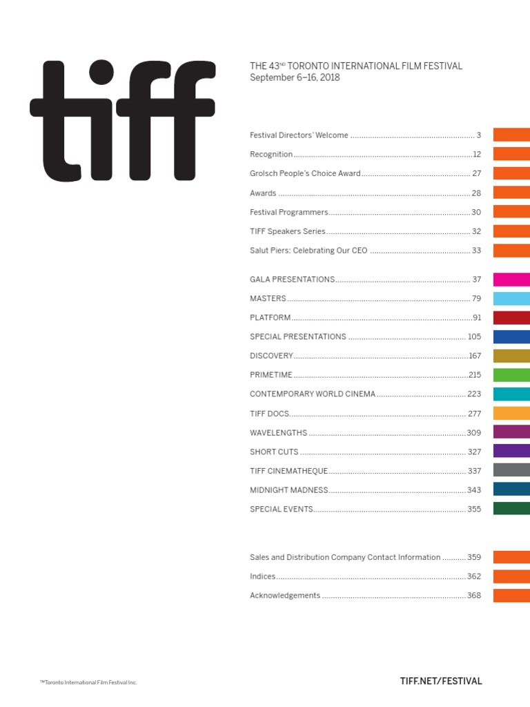 Tiff Prog Book 2018 | PDF | Toronto | Cinéma