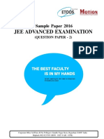 Jee Advanced Examination: Sample Paper 2016