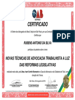 Certificado OAB Palestra Advocacia Trabalhista